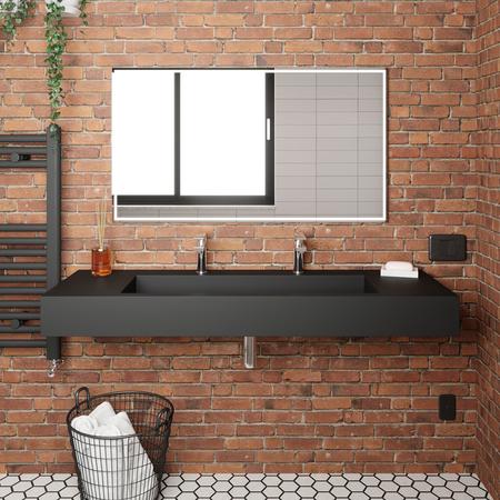 Castello Usa Pyramid 60” Solid Surface Wall-Mounted Bathroom Sink in Black CB-GM-2053-60-B